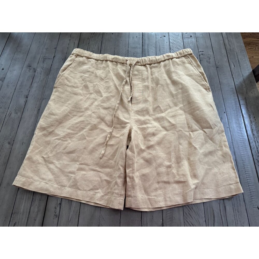Martin Gordon 100% Linen Drawstring Shorts Natural Tan Size XXL Mens
